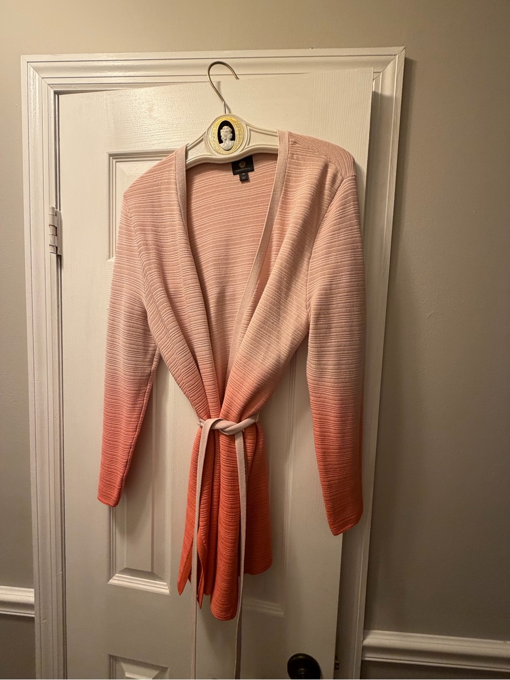 JM Collection Coral Ombre Belted Knit Cardigan Petite Medium